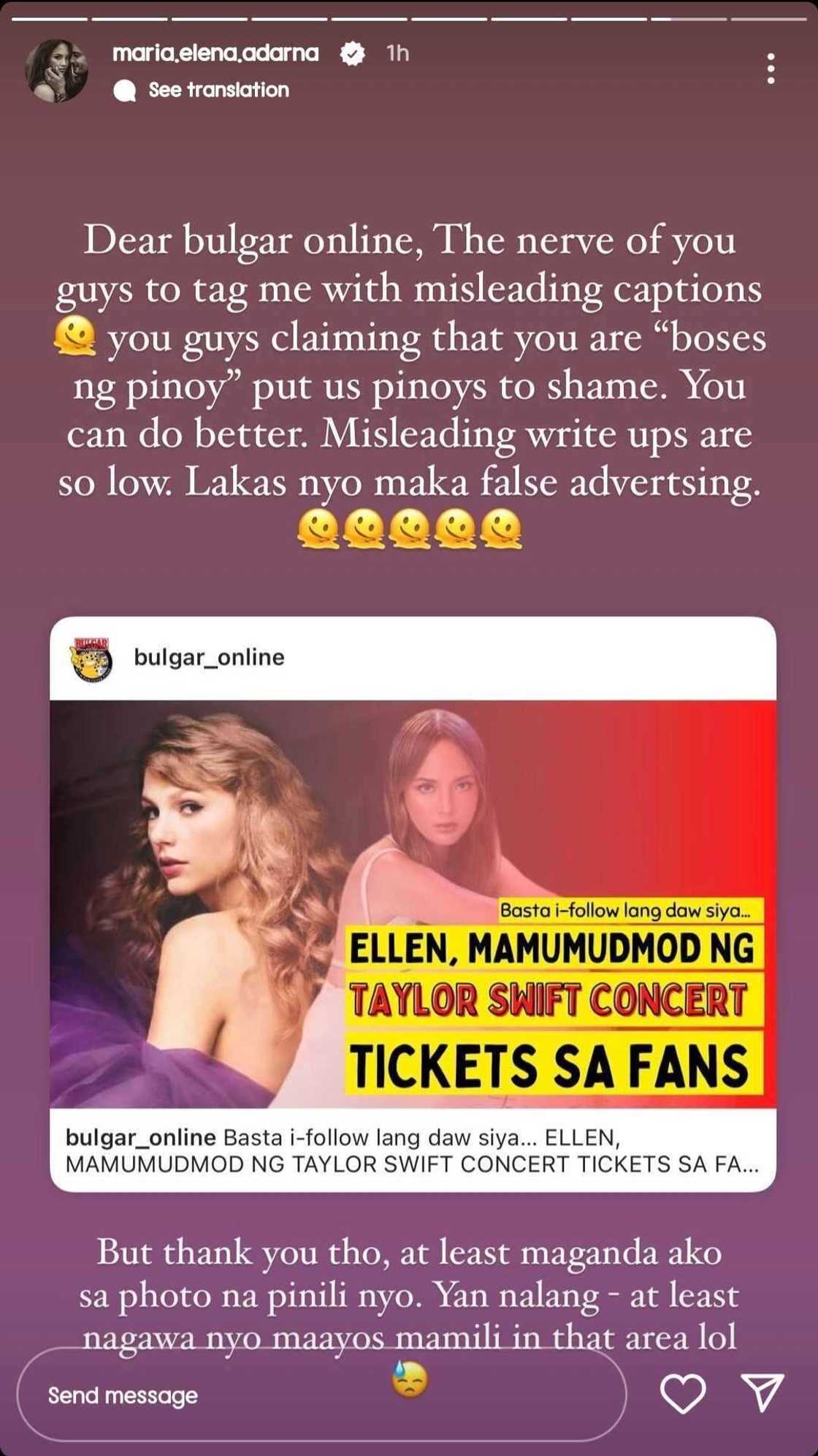 Ellen Adarna calls out local tabloid in viral post: "The nerve of you guys"