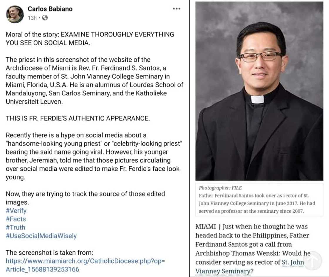 Viral photos ni Fr. Ferdinand Santos, edited daw ayon sa nakababatang kapatid nito