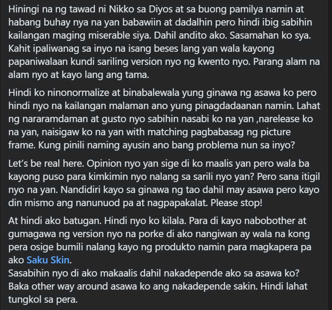 Misis ni Nikko Natividad, muling nagsalita: "Bakit ba kinikwestyon niyo 'yung desisyon ko?" Misis ni Nikko Natividad, muling nagsalita: "Bakit ba kinikwestyon niyo 'yung desisyon ko?"