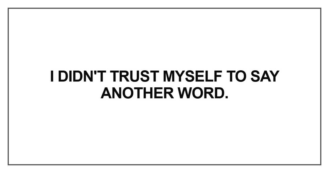 I didn't trust myself to say another word
