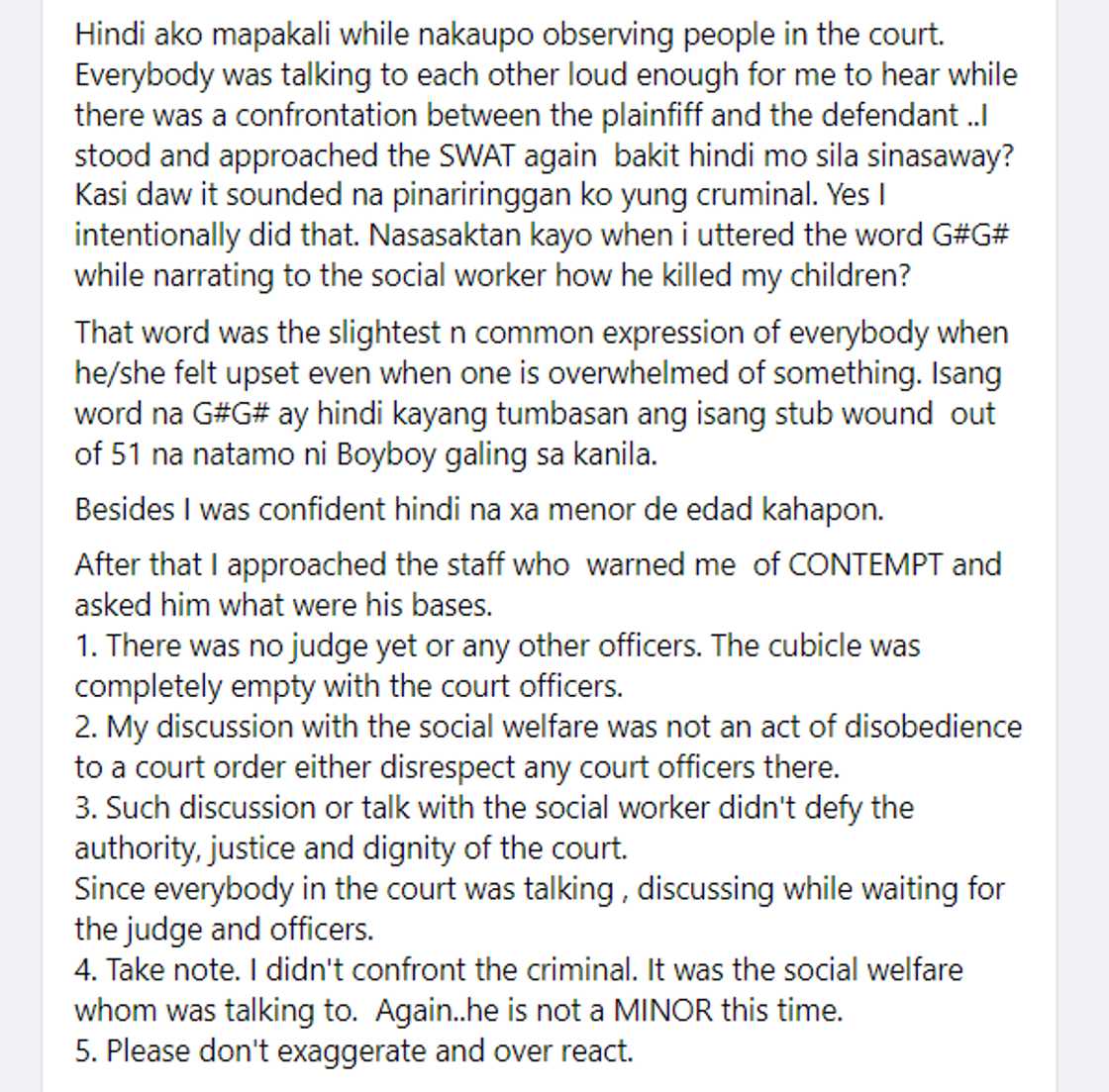 Mrs. Maguad, umalma matapos makita ang pagprotekta sa pumatay sa mga anak niya