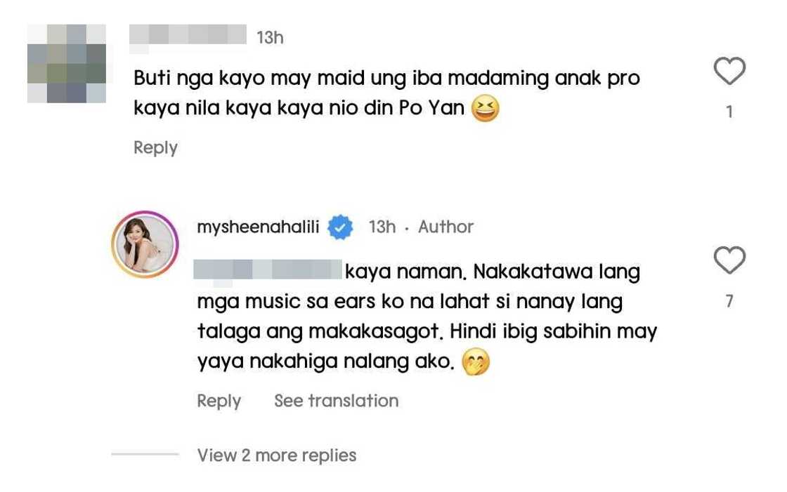 Sheena Halili, prinangka ang "buti nga kayo may maid" na komento ng netizen