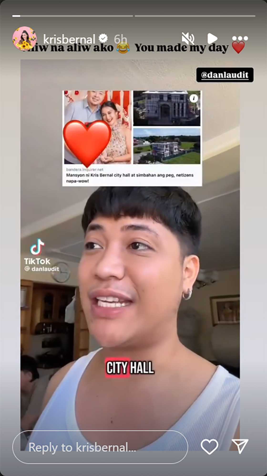 Kris Bernal, natuwa sa TikTokerist na dinepensahan malaking bahay ng aktres: “Aliw na aliw ako” Kris Bernal, natuwa sa TikTokerist na dinepensahan malaking bahay ng aktres: “Aliw na aliw ako”