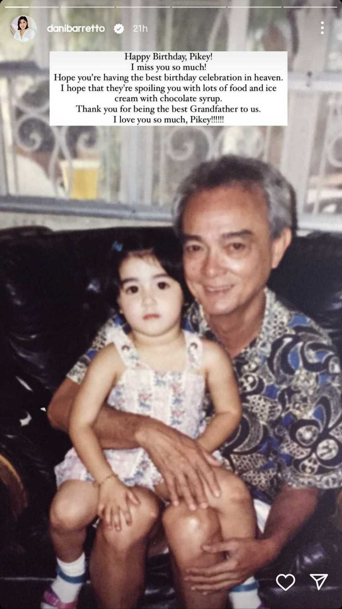 Dani Barretto remembers her late grandfather Miguel Barretto on his birthday