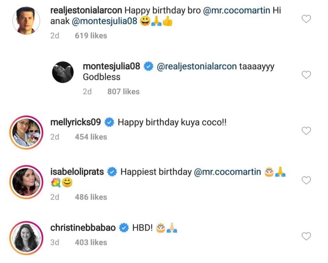 Celebrities react to Julia Montes' viral post for Coco Martin Celebrities react to Julia Montes' viral post for Coco Martin