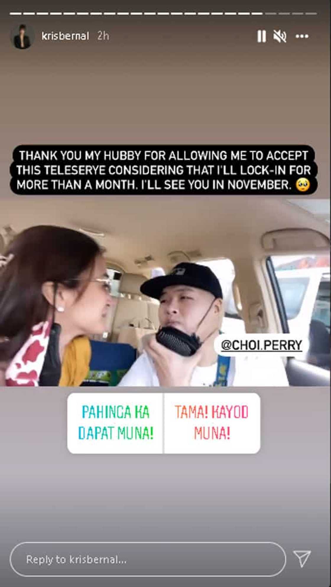 Kris Bernal, nagpasalamat sa asawa na pinayagan siyang mag lock-in taping kahit bagong kasal pa lang Kris Bernal, nagpasalamat sa asawa na pinayagan siyang mag lock-in taping kahit bagong kasal pa lang