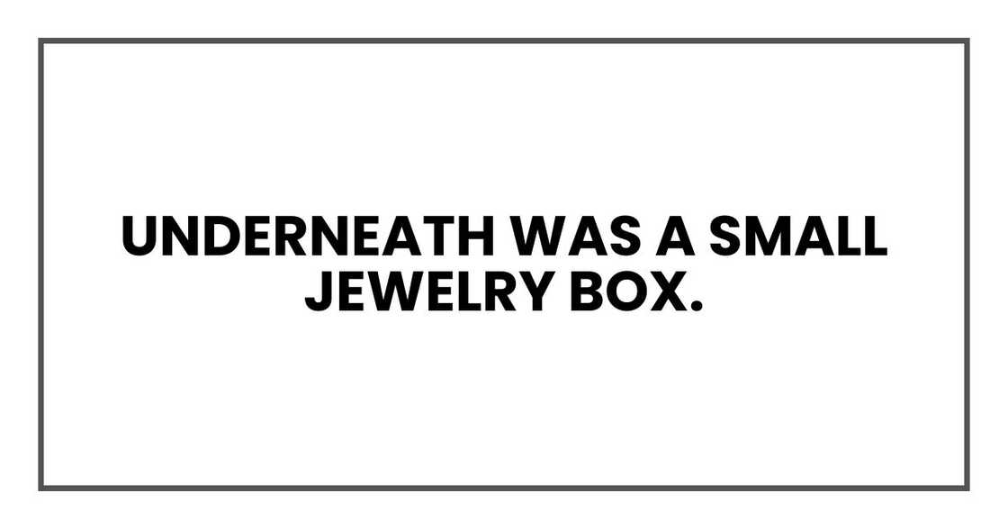 Underneath was a small jewelry box. Underneath was a small jewelry box.