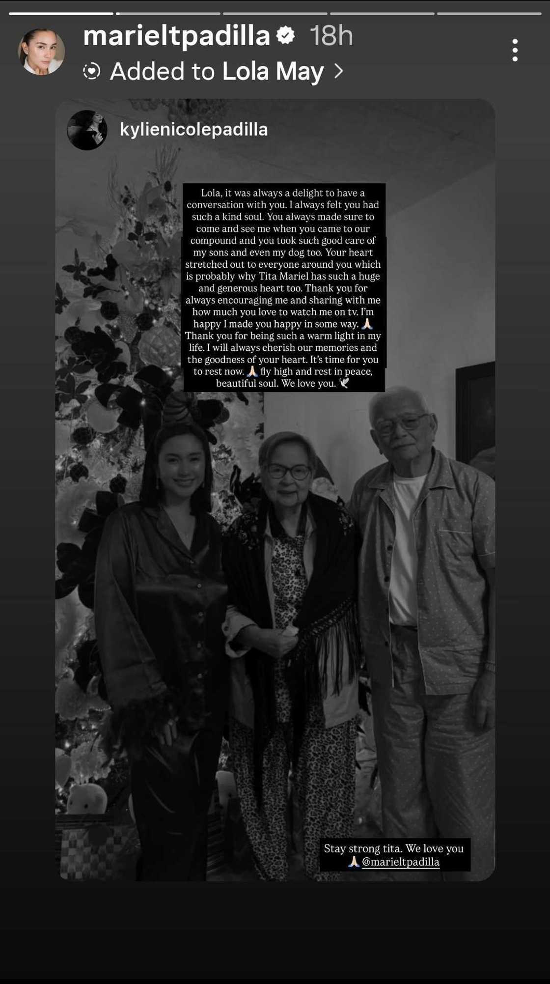 Kylie Padilla, may nakakaantig na tribute para sa yumaong lola ni Mariel Padilla (@kylienicolepadilla)
