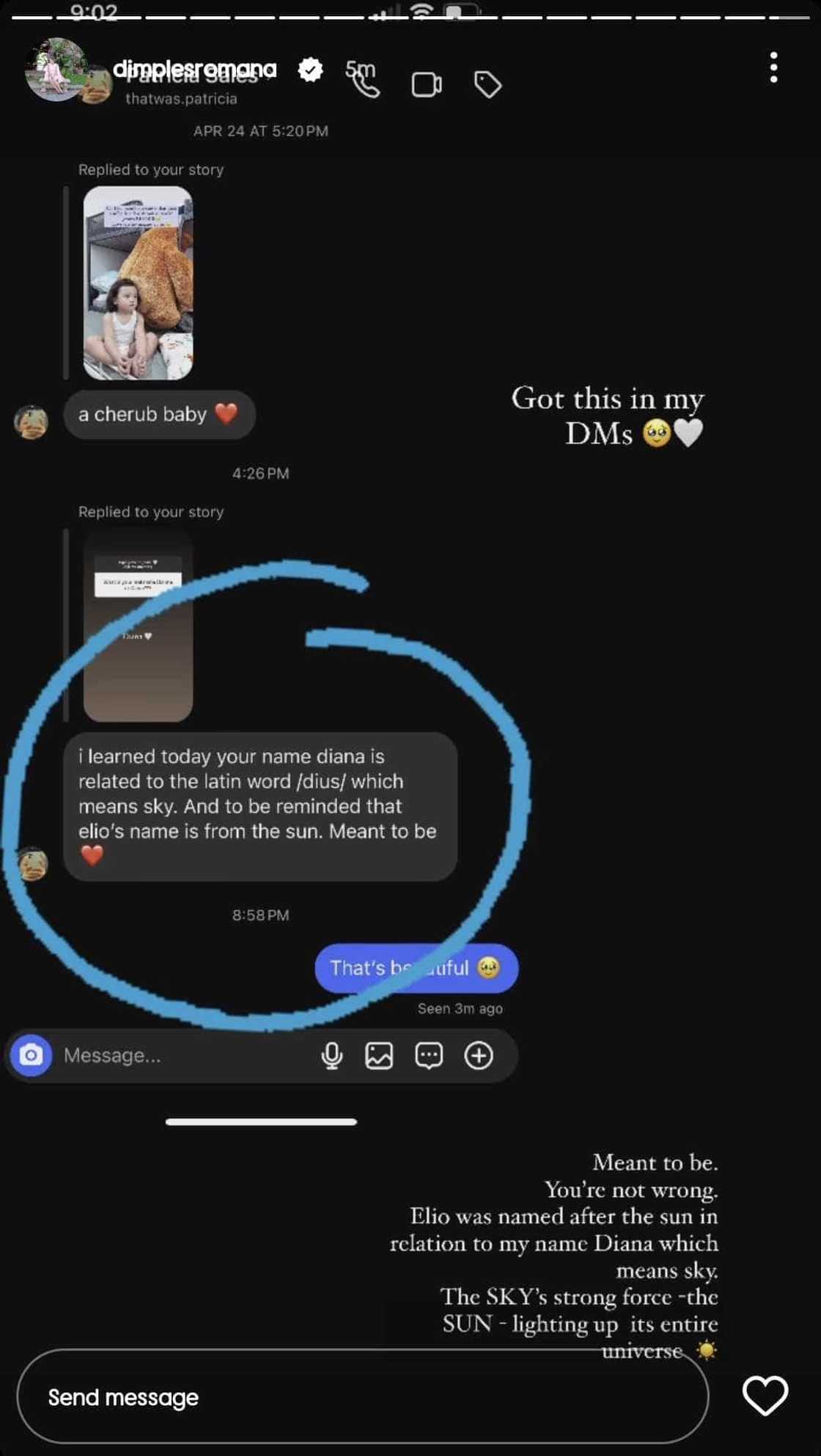 Dimples Romana, ipinakita ang DM ng isang netizen ukol sa pangalan niya