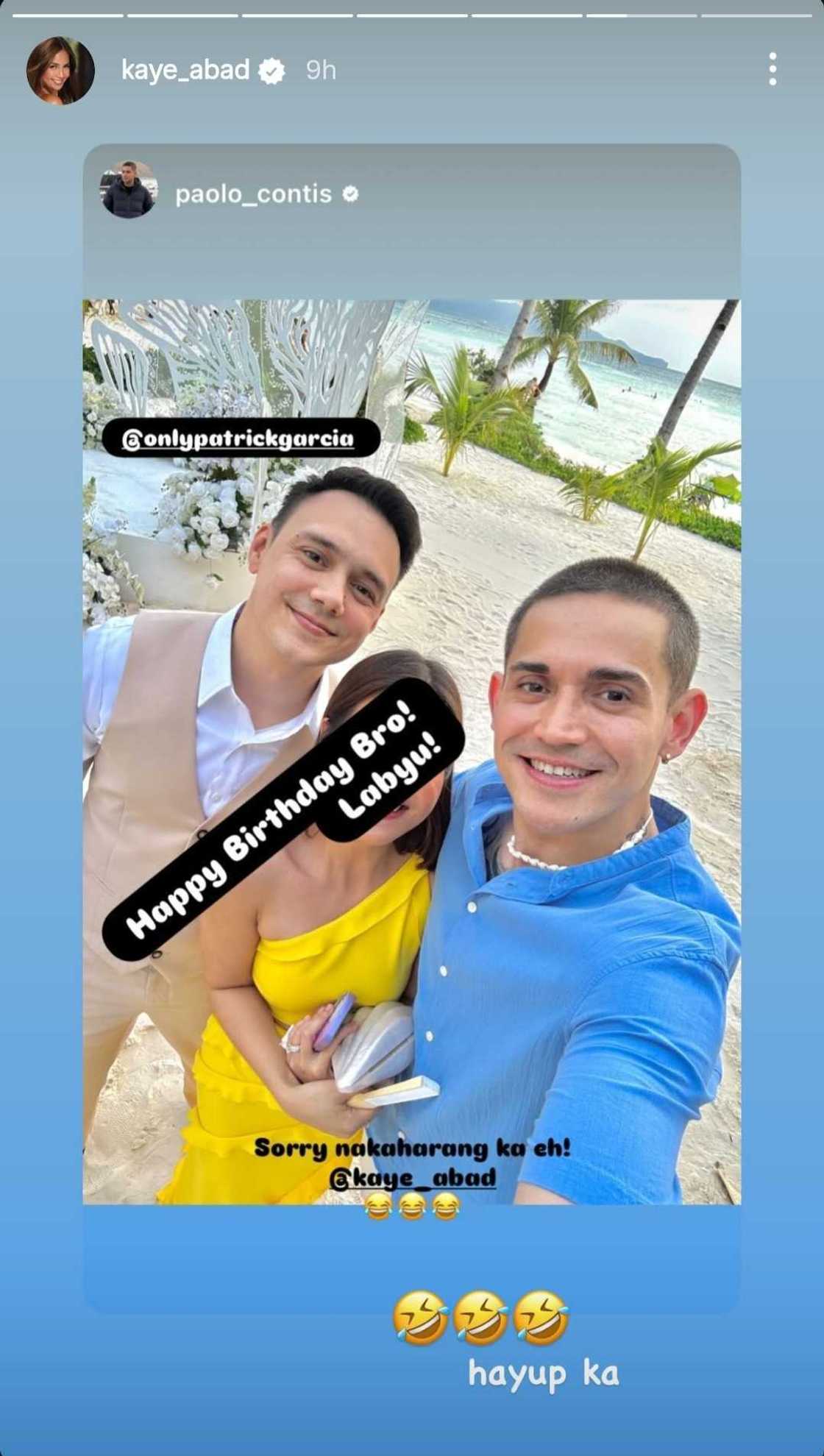 Kaye Abad, muling 'napagtripan' ni Paolo Contis sa birthday post nito kay Patrick Garcia Kaye Abad, muling 'napagtripan' ni Paolo Contis sa birthday post nito kay Patrick Garcia