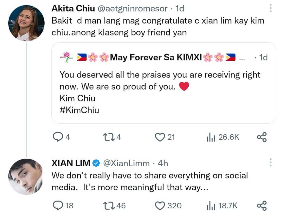 Xian Lim lectures netizen who criticized him for not congratulating Kim Chiu on social media Xian Lim lectures netizen who criticized him for not congratulating Kim Chiu on social media