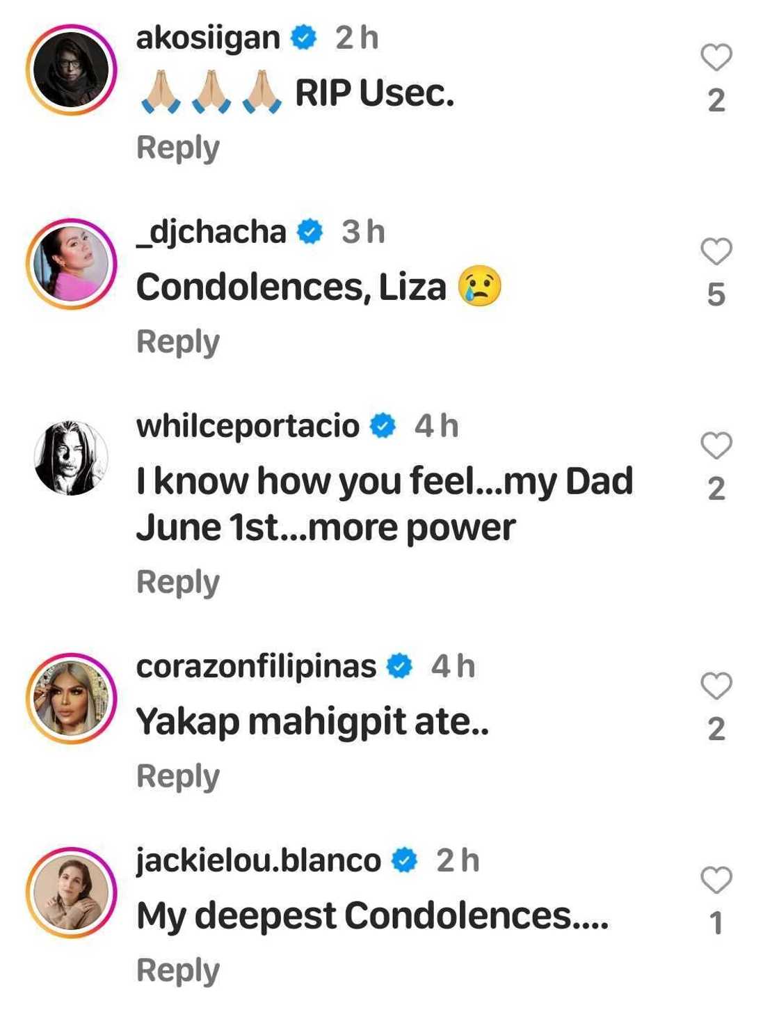 Celebrities react to death of Liza Diño-Seguerra’s dad, Ex-DILG Undersecretary Martin Diño: “RIP” Celebrities react to death of Liza Diño-Seguerra’s dad, Ex-DILG Undersecretary Martin Diño: “RIP”
