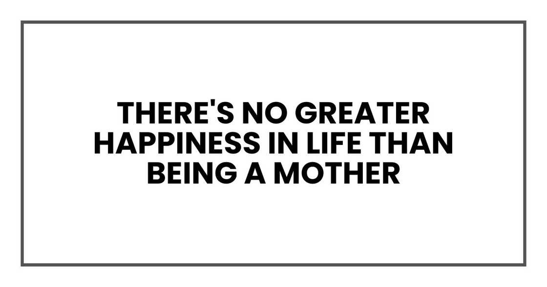 There's no greater happiness in life than being a mother There's no greater happiness in life than being a mother