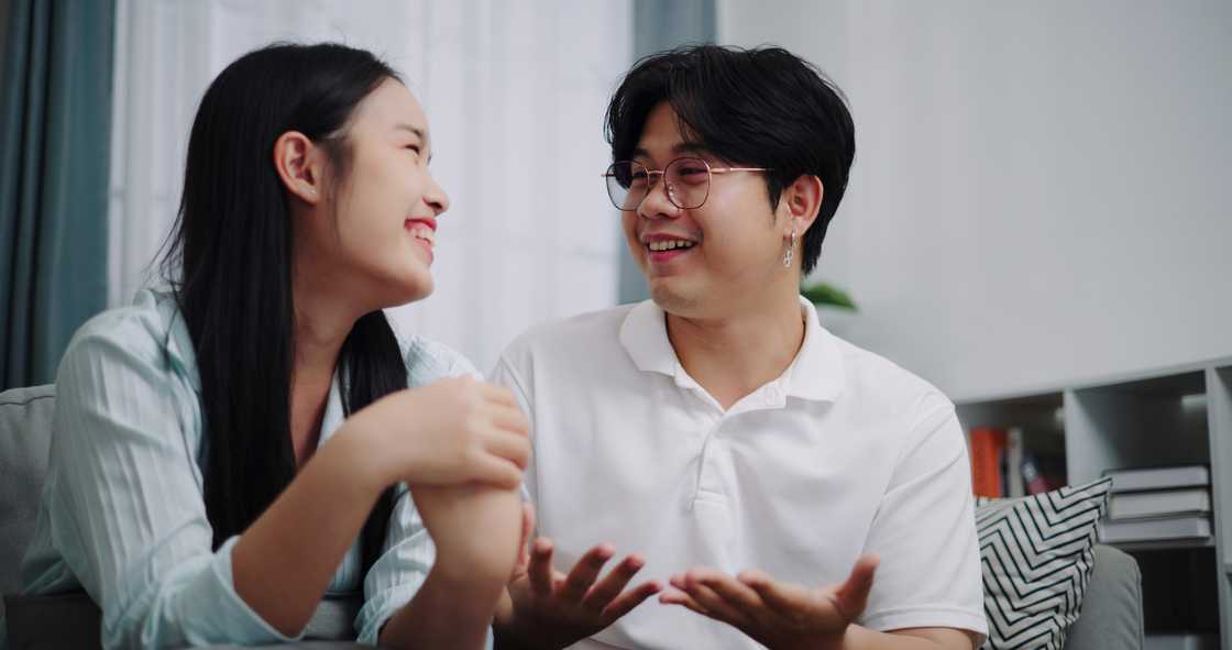 A couple having a conversation