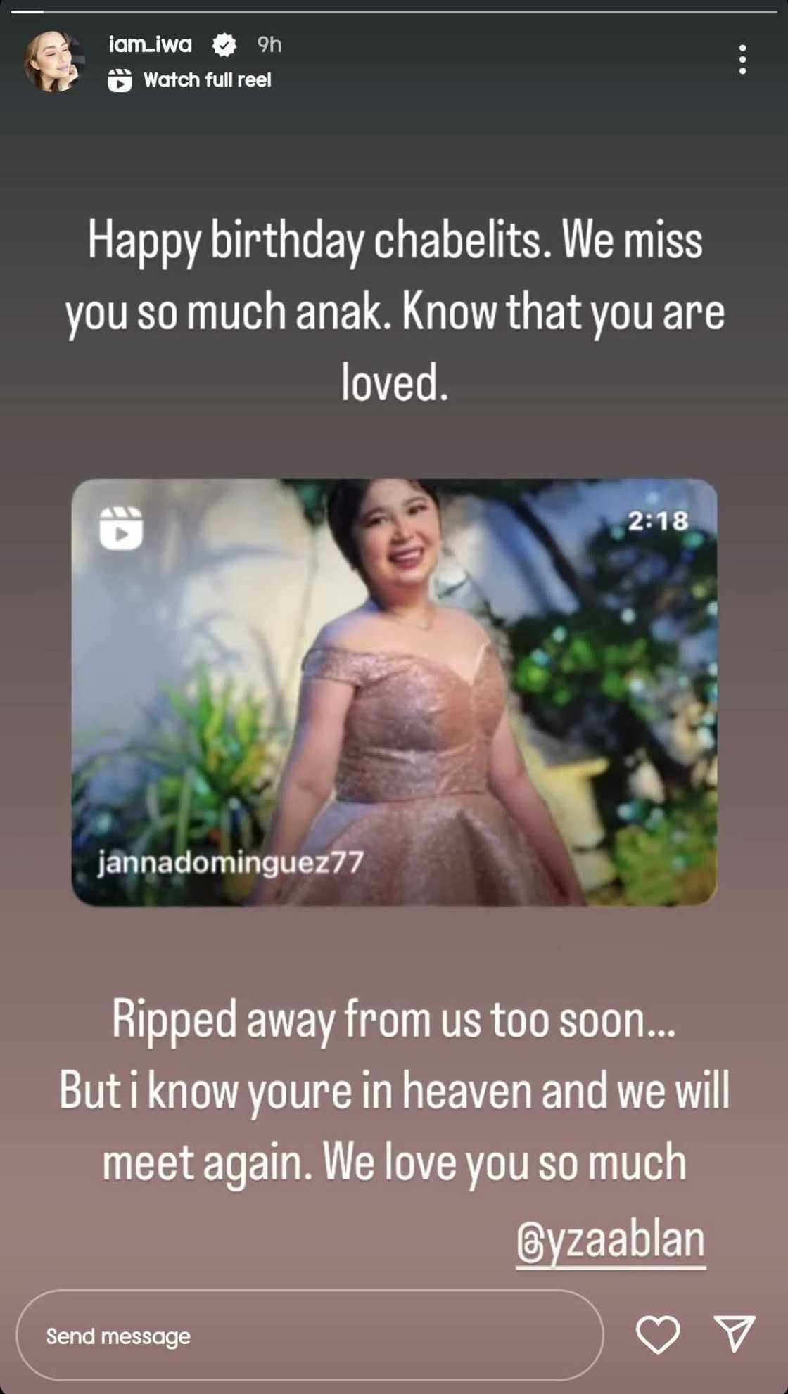 Iwa Moto sa kaarawan ni Yzabel Ablan: "Ripped away from us too soon"