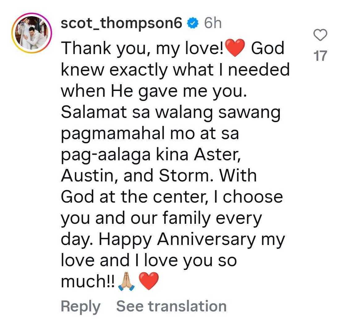 Scottie Thompson, Jinky Serrano exchange affectionate anniversary messages
