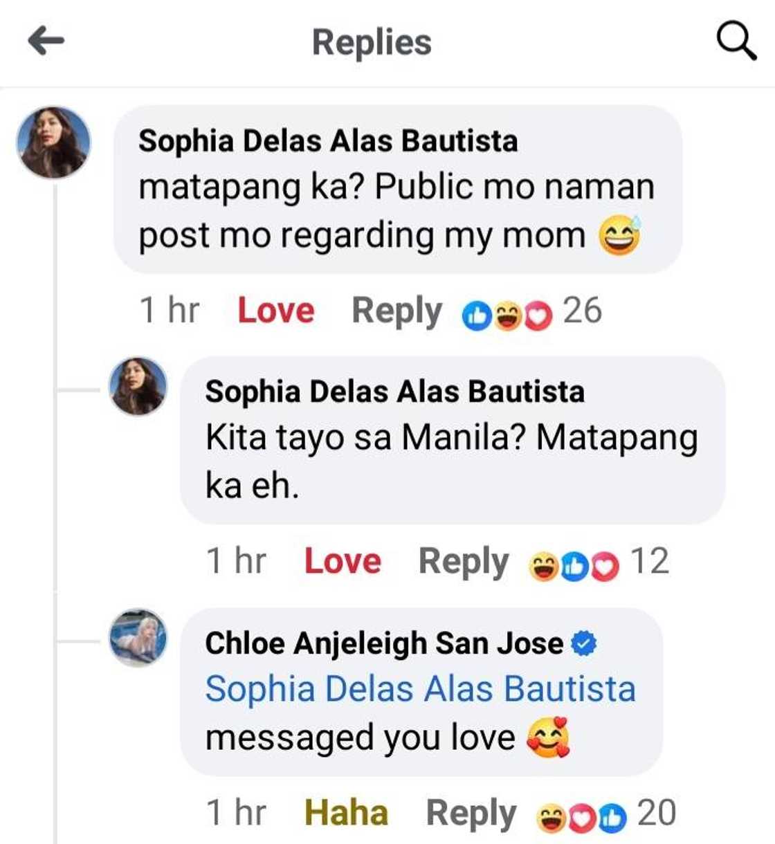 Chloe San Jose, sumagot matapos hamunin ng anak ni Ai-ai Delas Alas Chloe San Jose, sumagot matapos hamunin ng anak ni Ai-ai Delas Alas