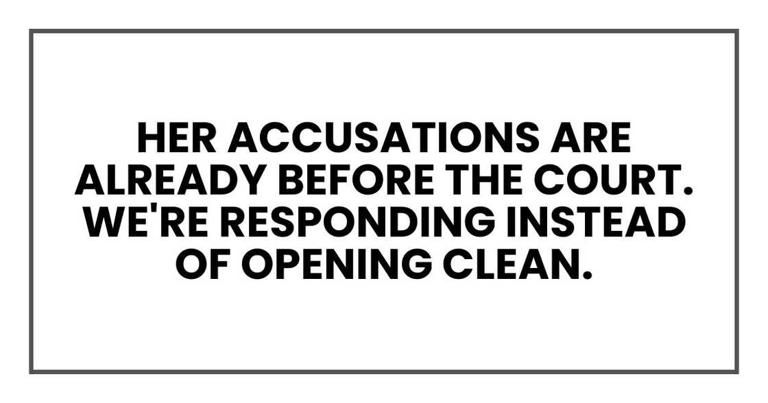 Her accusations are already before the court. We're responding instead of opening clean.
