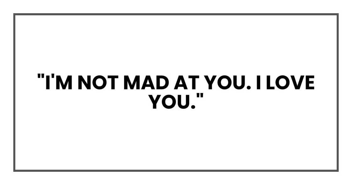 "I'm not mad at you. I love you."