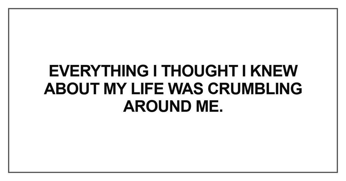 Everything I thought I knew about my life Everything I thought I knew about my life