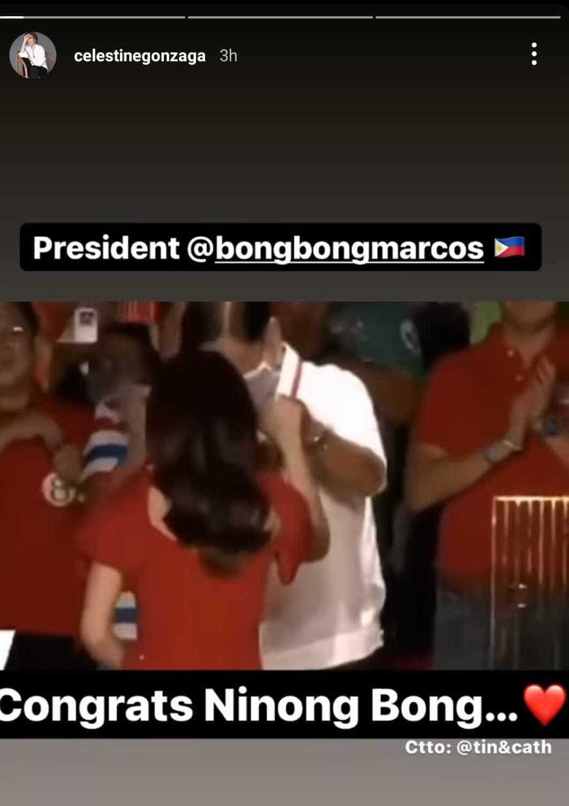 Toni Gonzaga congratulates Bongbong Marcos: "Congrats Ninong Bong"