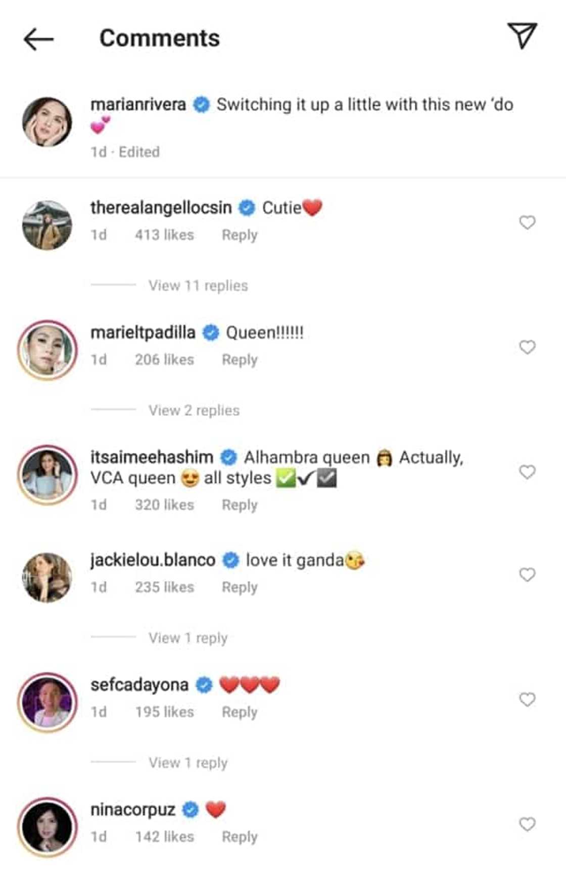 Angel Locsin, tinawag na "cutie" si Marian Rivera sa bago nitong hairdo Angel Locsin, tinawag na "cutie" si Marian Rivera sa bago nitong hairdo