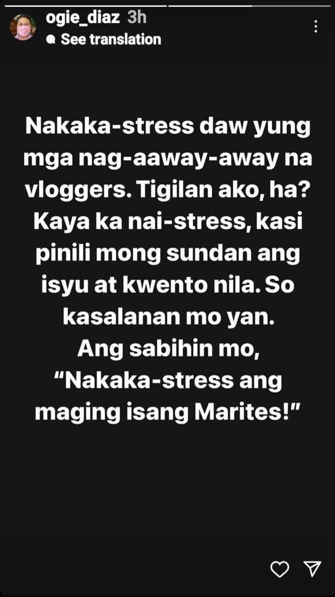 Ogie Diaz, may prangkang mensahe sa mga naii-stress sa away ng vloggers: “kasalanan mo yan”