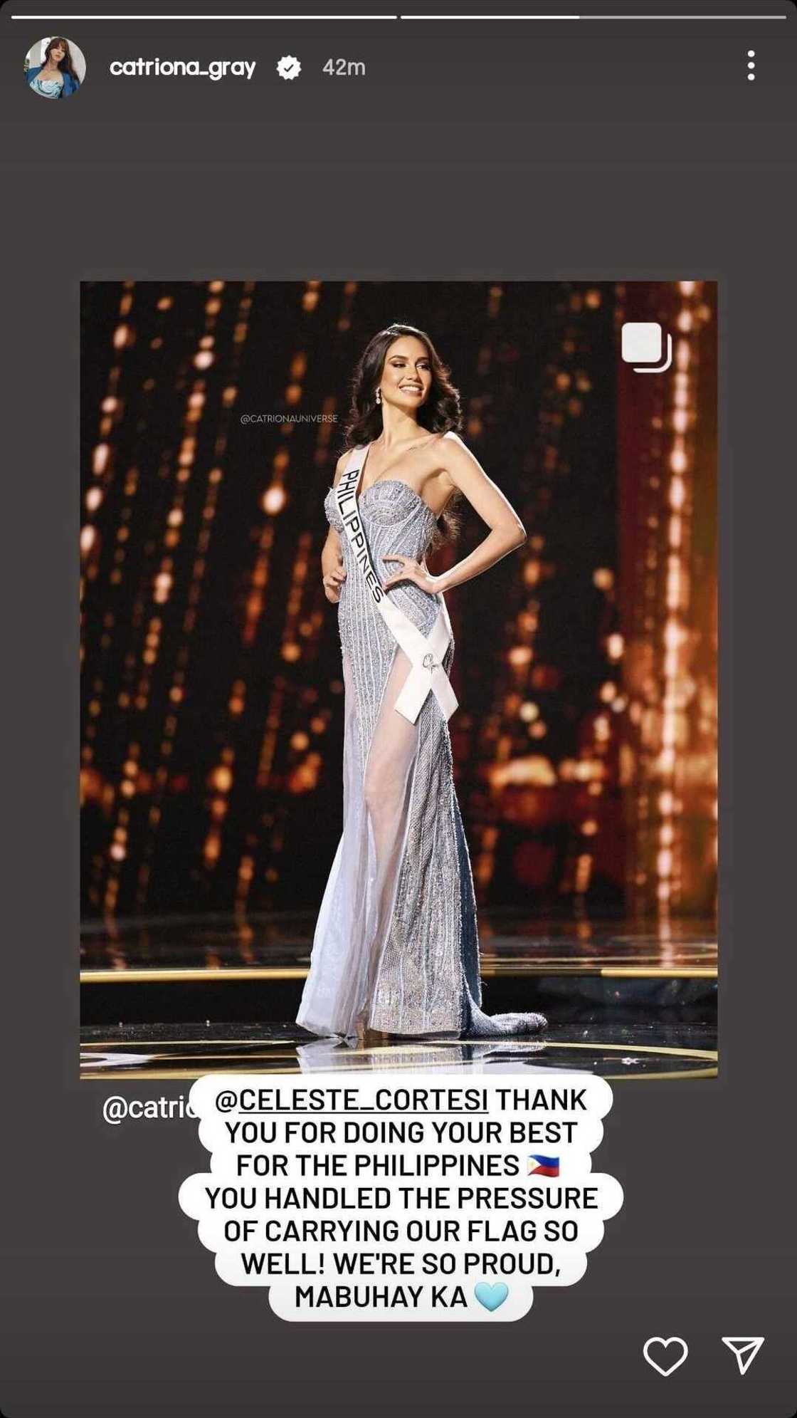 Catriona Gray pens heartfelt thank you post to Celeste Cortesi: "We're so proud" Catriona Gray pens heartfelt thank you post to Celeste Cortesi: "We're so proud"