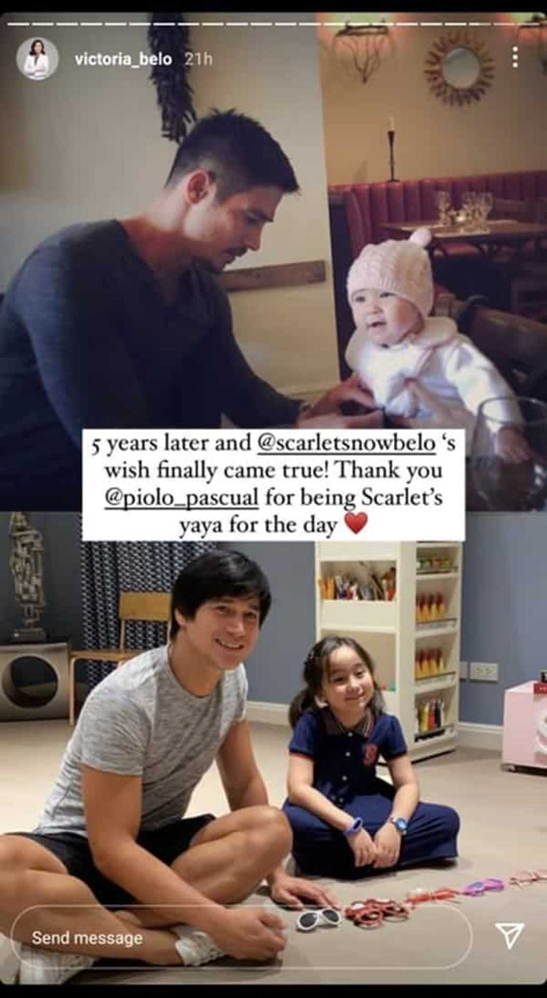 Piolo Pascual, naging "yaya for the day" ni Scarlet; Vicki Belo, nagpasalamat