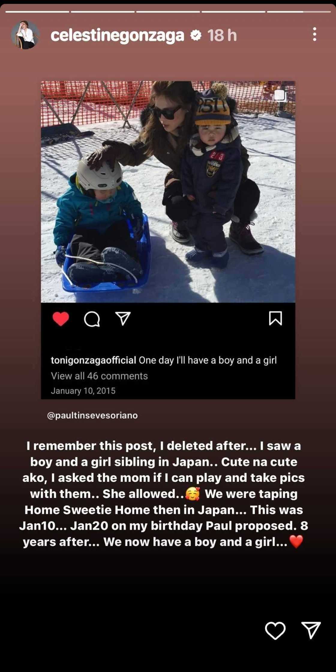 Toni Gonzaga, binalikan ang 2015 post niya: "One day, I'll have a boy and a girl" Toni Gonzaga, binalikan ang 2015 post niya: "One day, I'll have a boy and a girl"