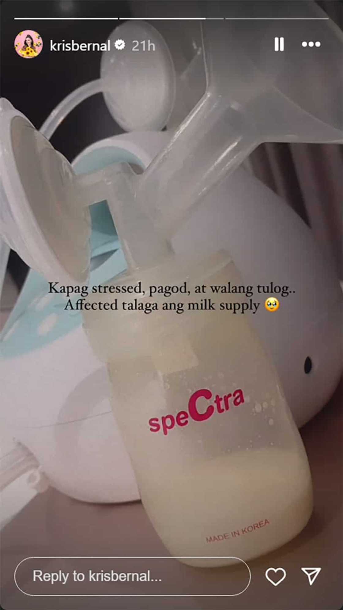 Kris Bernal, inihayag na apektado kanyang milk supply dahil kulang sa tulog: “Affected talaga” Kris Bernal, inihayag na apektado kanyang milk supply dahil kulang sa tulog: “Affected talaga”