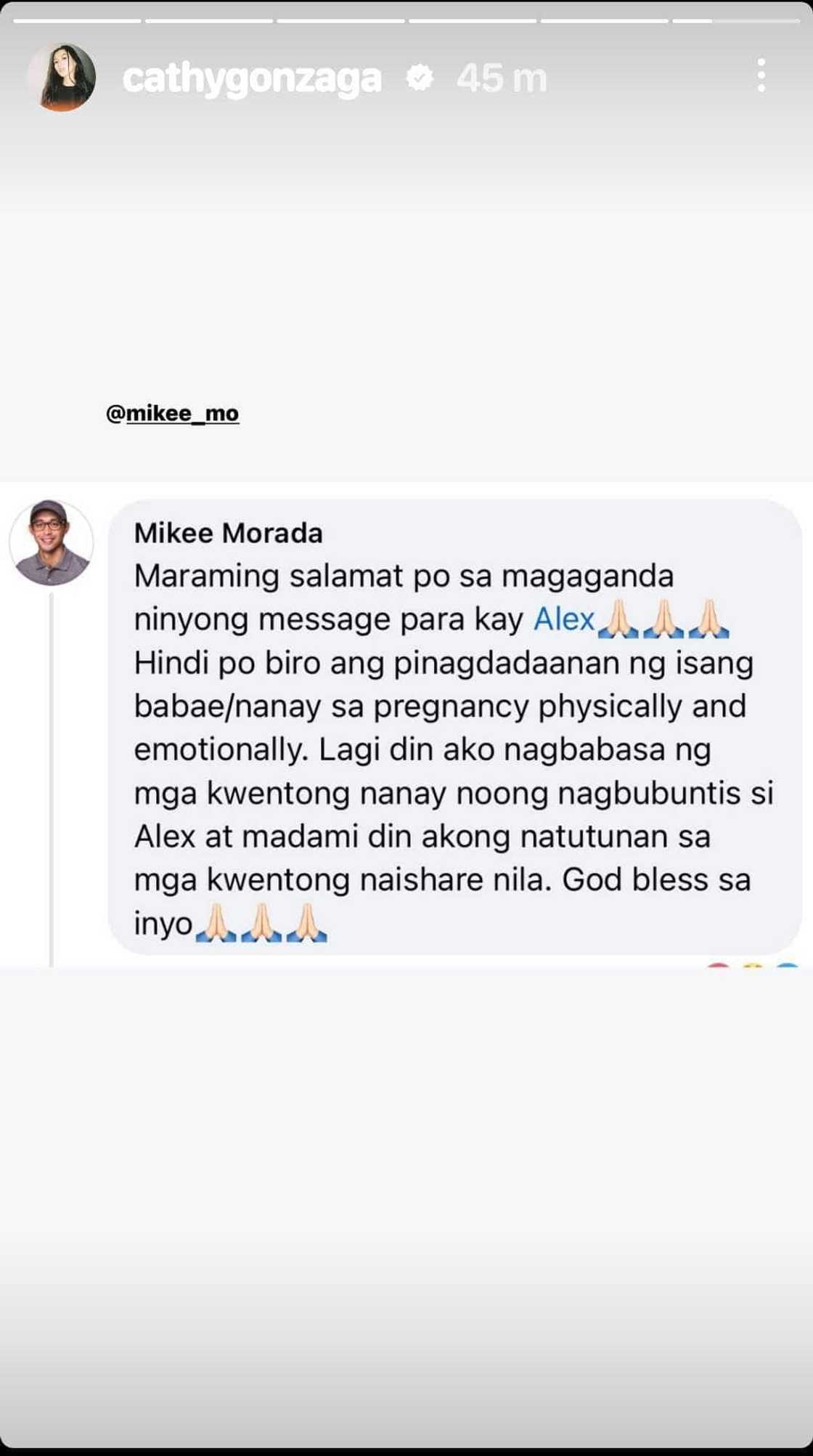 Mikee Morada, nagpasalamat sa magagandang messages para kay Alex Gonzaga Mikee Morada, nagpasalamat sa magagandang messages para kay Alex Gonzaga