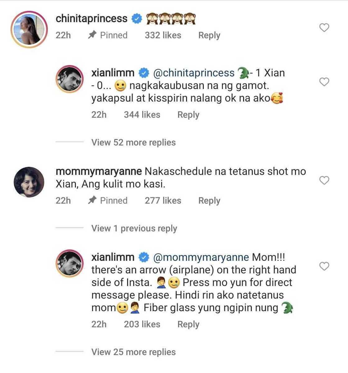 Netizens, naaliw nang mapagalitan si Xian Lim ng kanyang ina sa Instagram