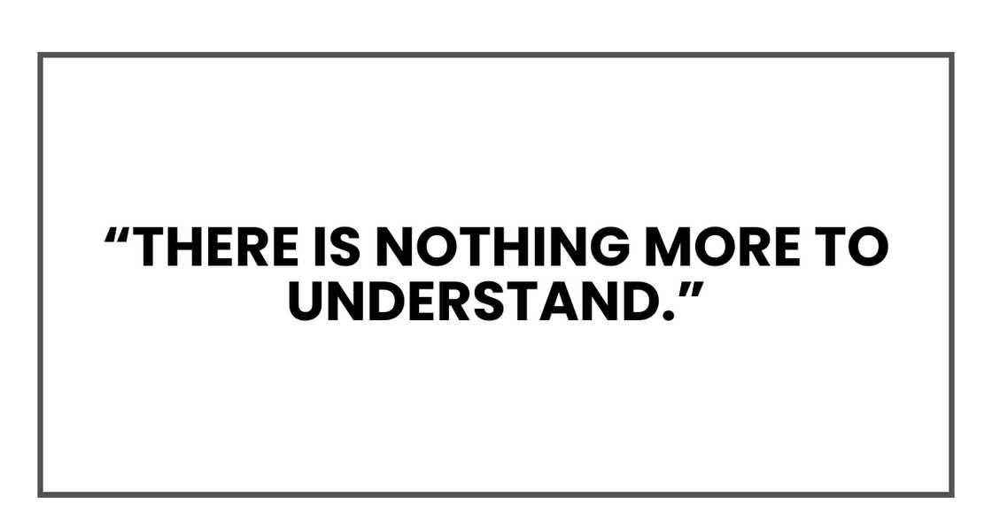 There is nothing more to understand There is nothing more to understand