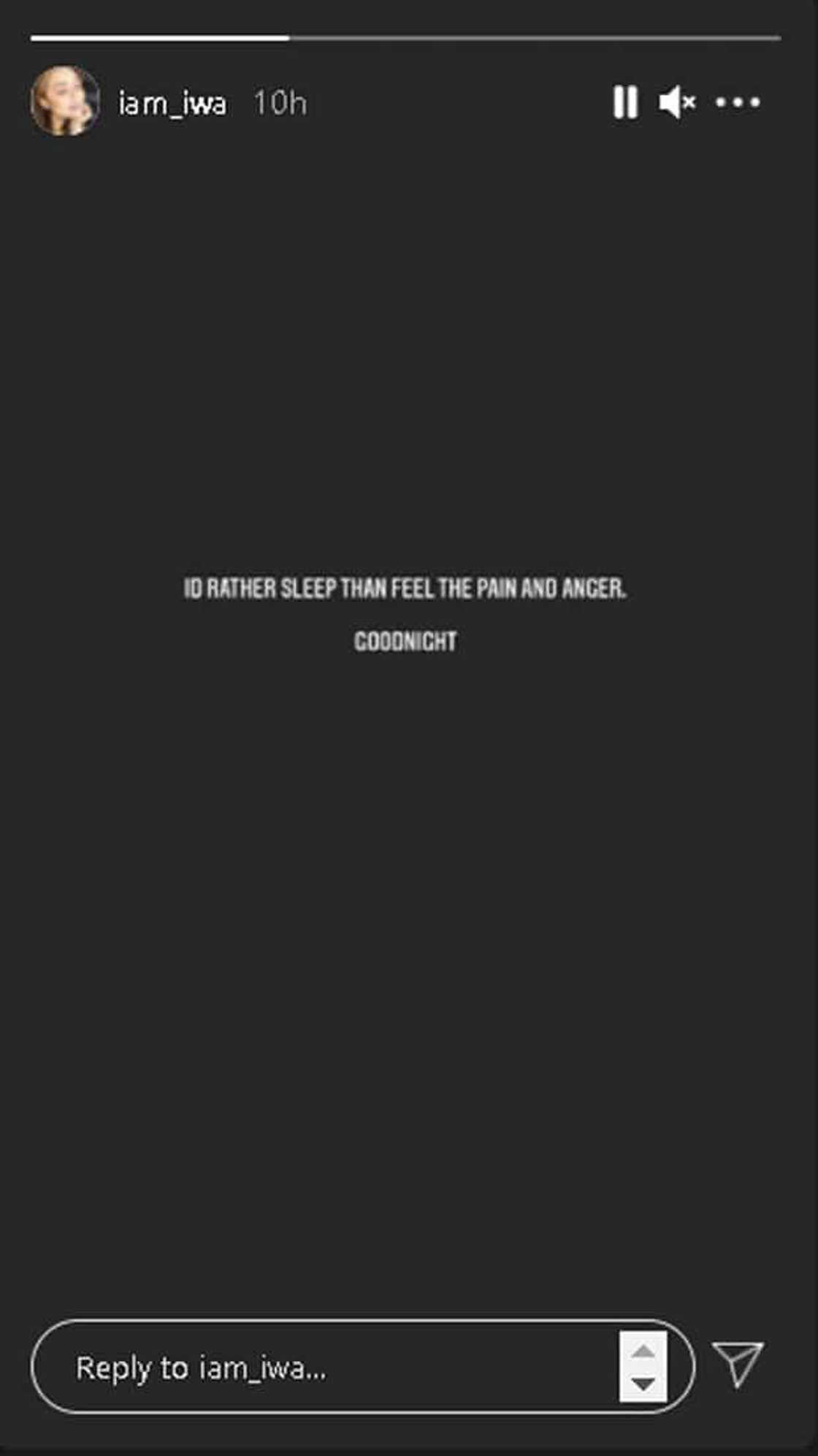 Iwa Moto posts cryptic message: "I'd rather sleep than feel the pain" Iwa Moto posts cryptic message: "I'd rather sleep than feel the pain"
