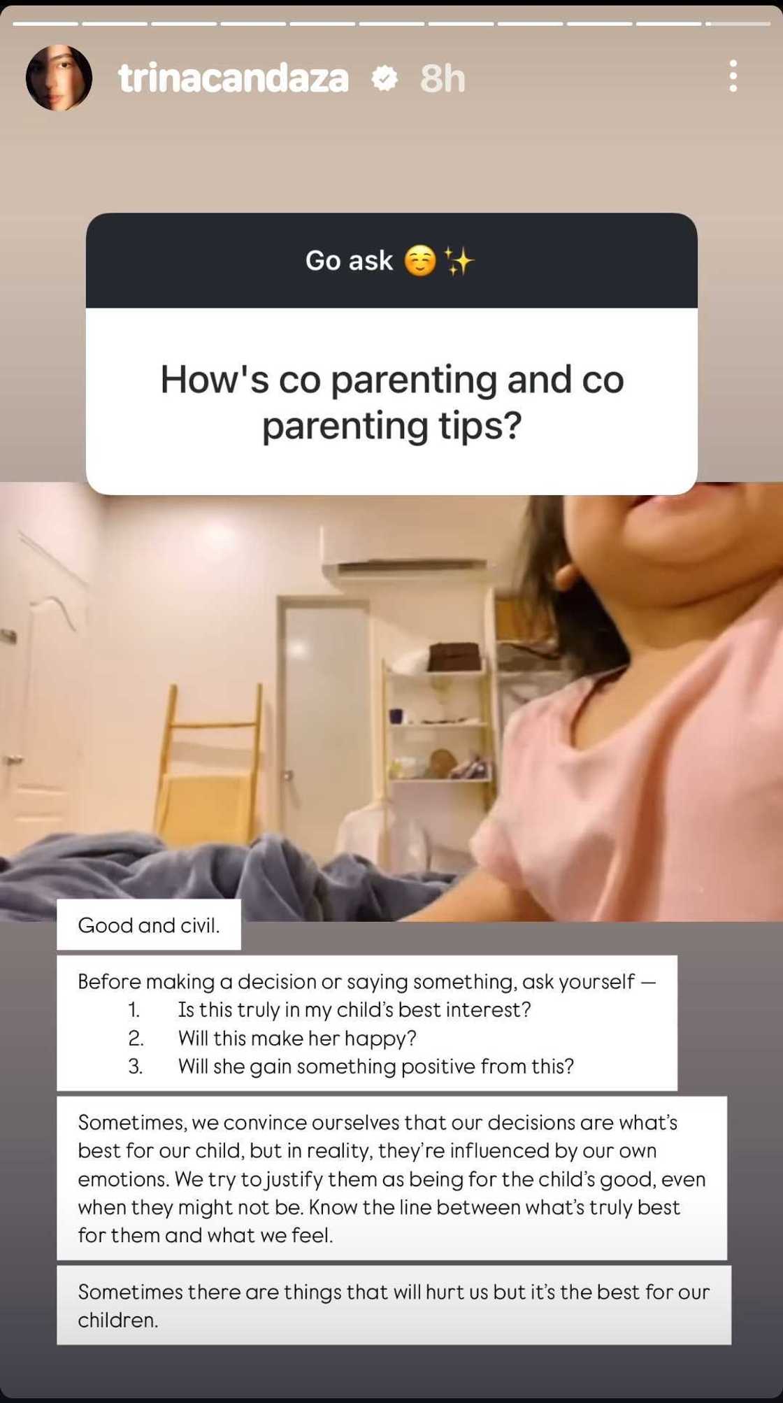 Trina Candaza, ibinahagi kung kumusta ang co-parenting setup nila ni Carlo Aquino Trina Candaza, ibinahagi kung kumusta ang co-parenting setup nila ni Carlo Aquino