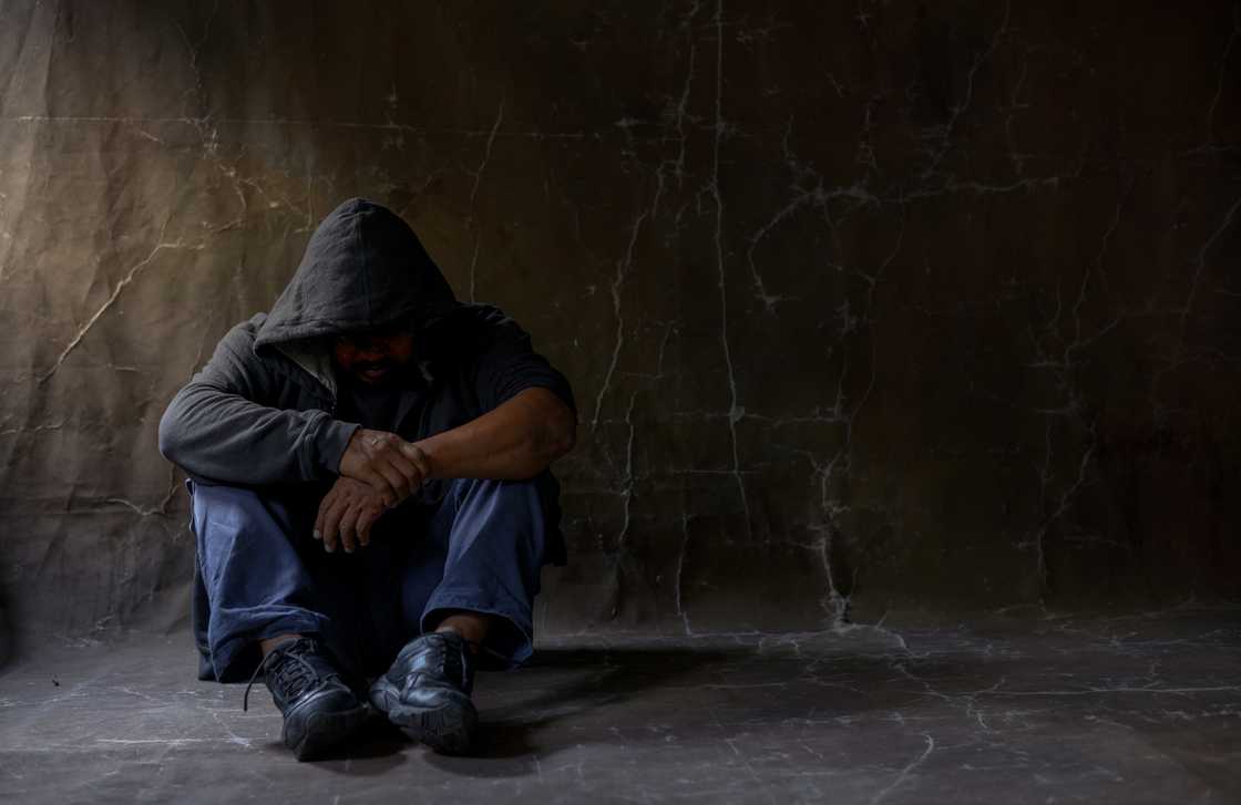 A homeless man in the streets