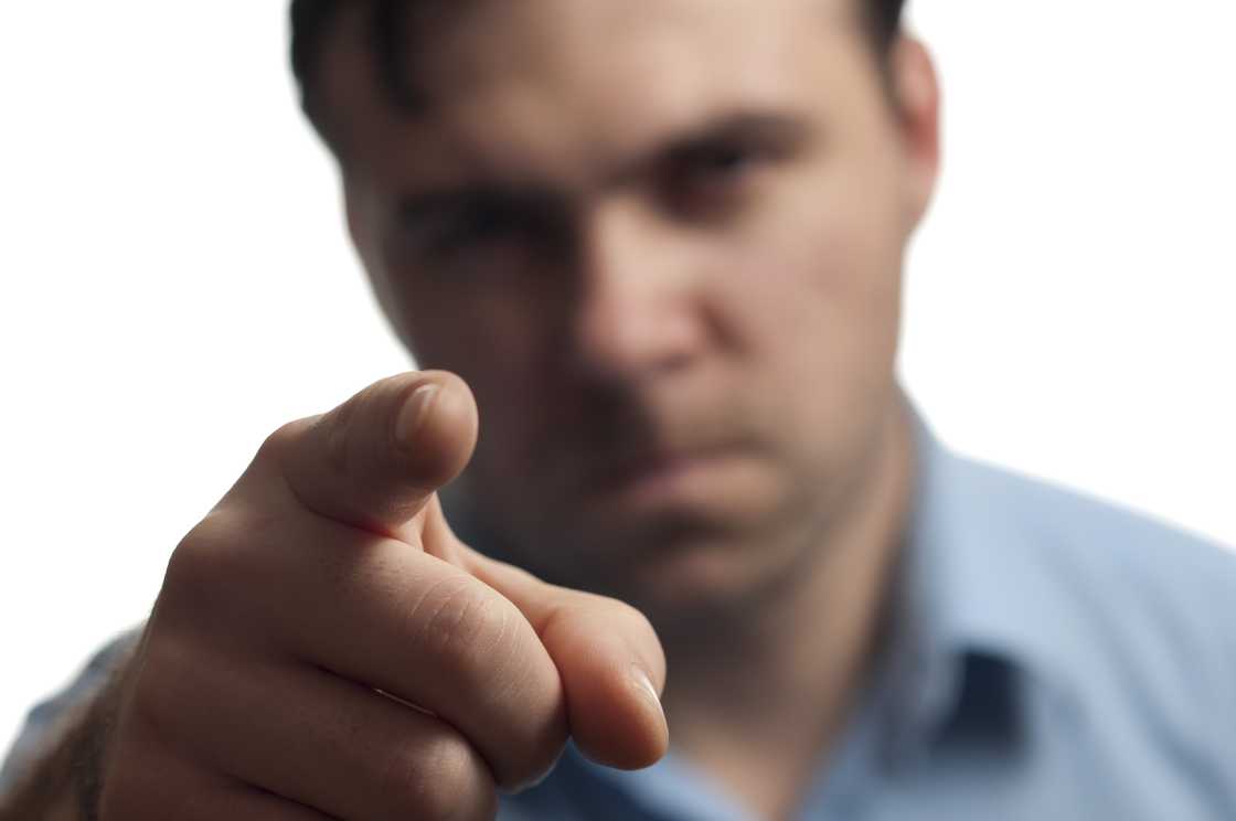 angry senior man shouting pointing fingers