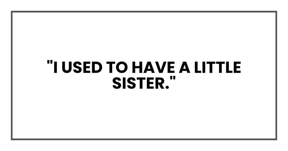 "I used to have a little sister." "I used to have a little sister."