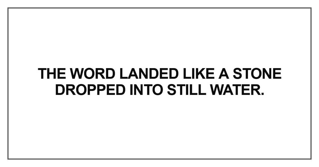 The word landed like a stone dropped into still