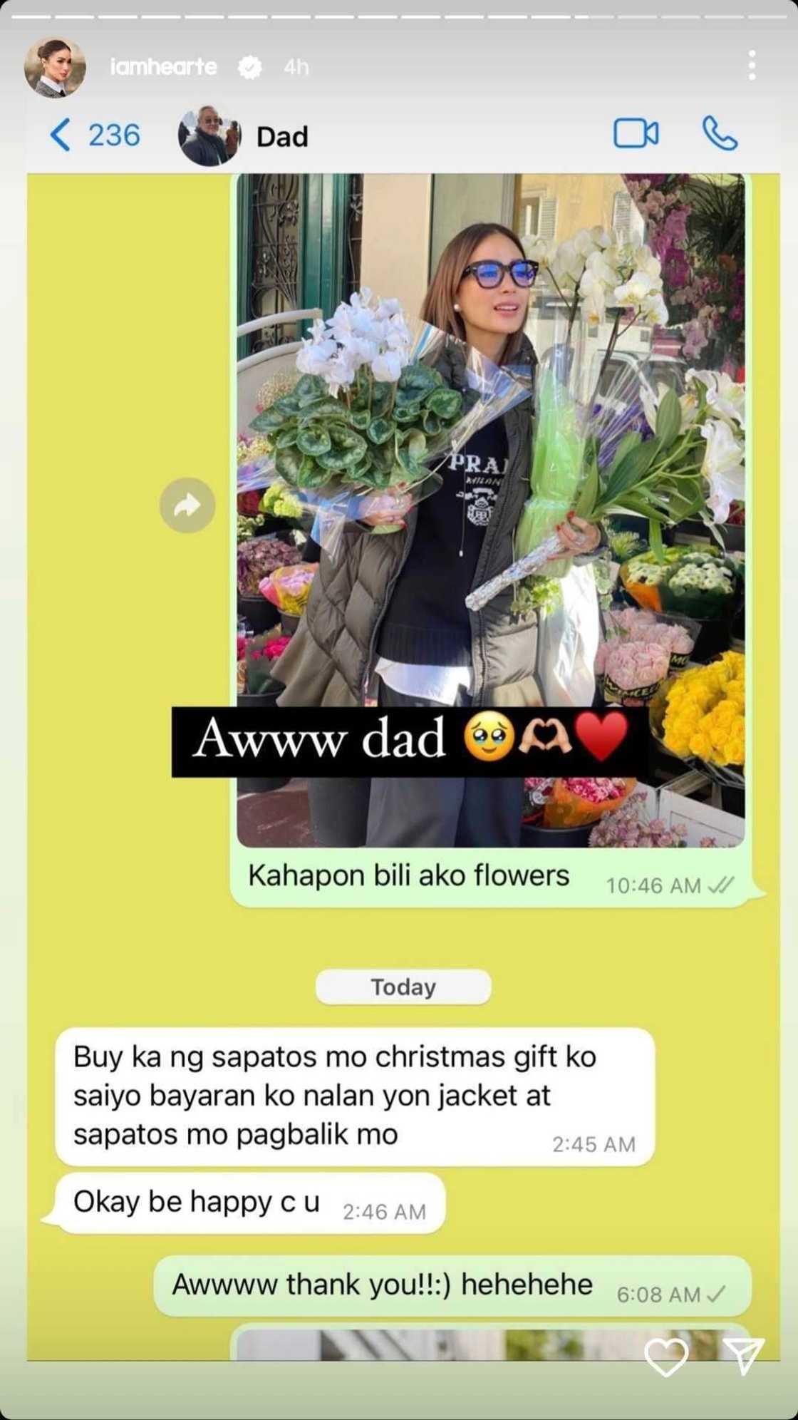 Heart Evangelista, ipinakita ang cute convo nila ng kanyang ama: "Be happy" Heart Evangelista, ipinakita ang cute convo nila ng kanyang ama: "Be happy"