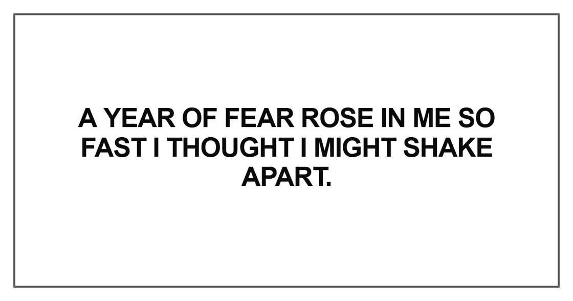 A year of fear rose in me so fast