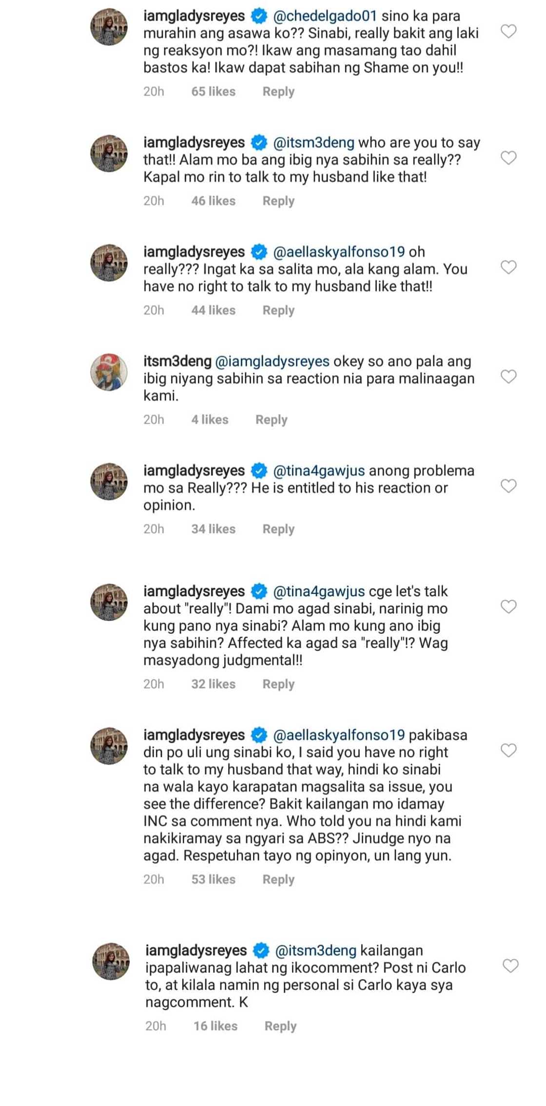 Gladys Reyes, rumesbak sa nag-mura sa kanyang asawa kaugnay ng ABS-CBN crisis Gladys Reyes, rumesbak sa nag-mura sa kanyang asawa kaugnay ng ABS-CBN crisis