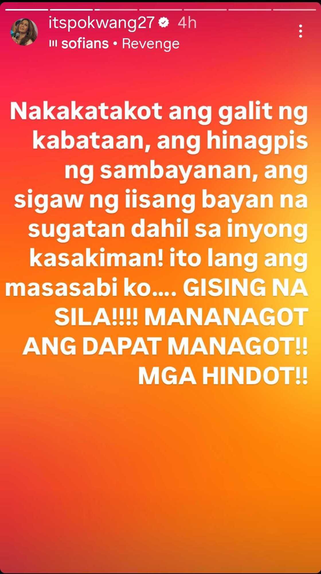 Pokwang amid rallies: “Nakakatakot ang galit ng kabataan, ang hinagpis ng sambayanan”