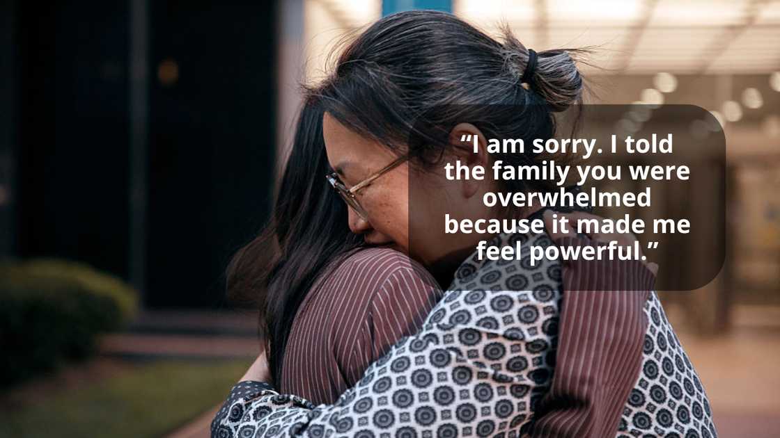 A senior woman apologising for her wrong judgement