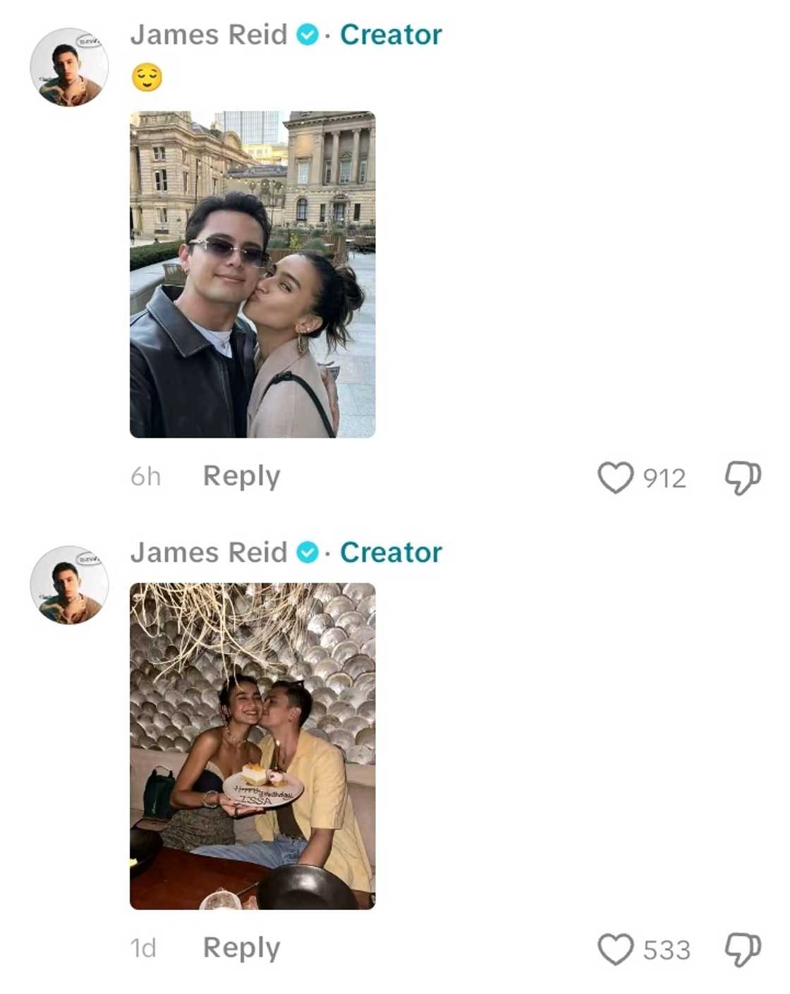 James Reid reacts as netizens fill his video post with past photos of him, Nadine Lustre James Reid reacts as netizens fill his video post with past photos of him, Nadine Lustre