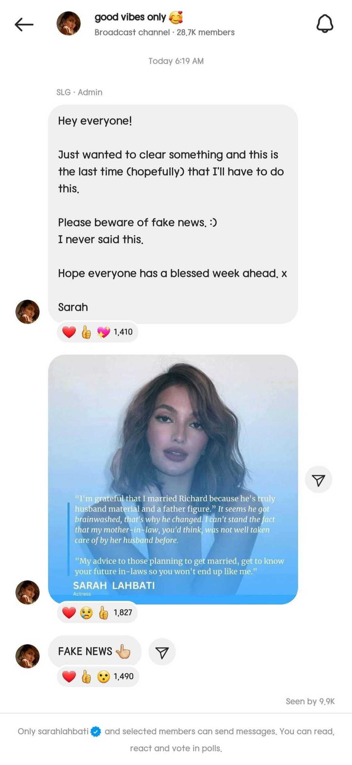 Sarah Lahbati: "This is the last time, hopefully, that I'll have to do this"