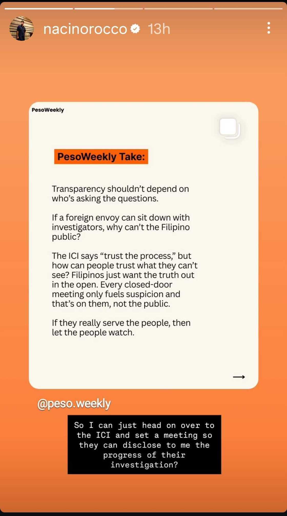 Rocco Nacino speaks out on transparency and accountability Rocco Nacino speaks out on transparency and accountability