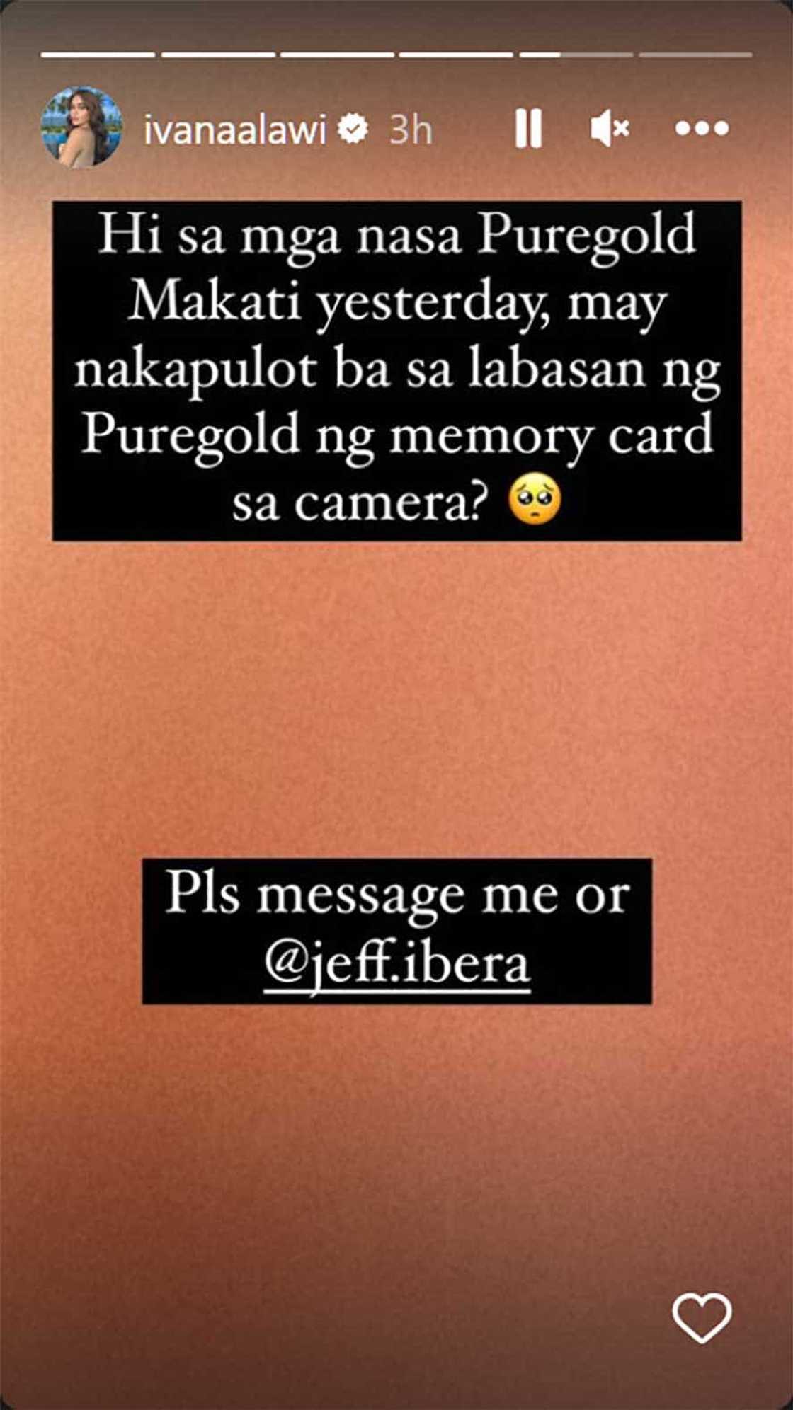 Ivana Alawi, nanawagan sa mga followers: “may nakapulot ba sa labasan ng Puregold ng memory card sa camera?”