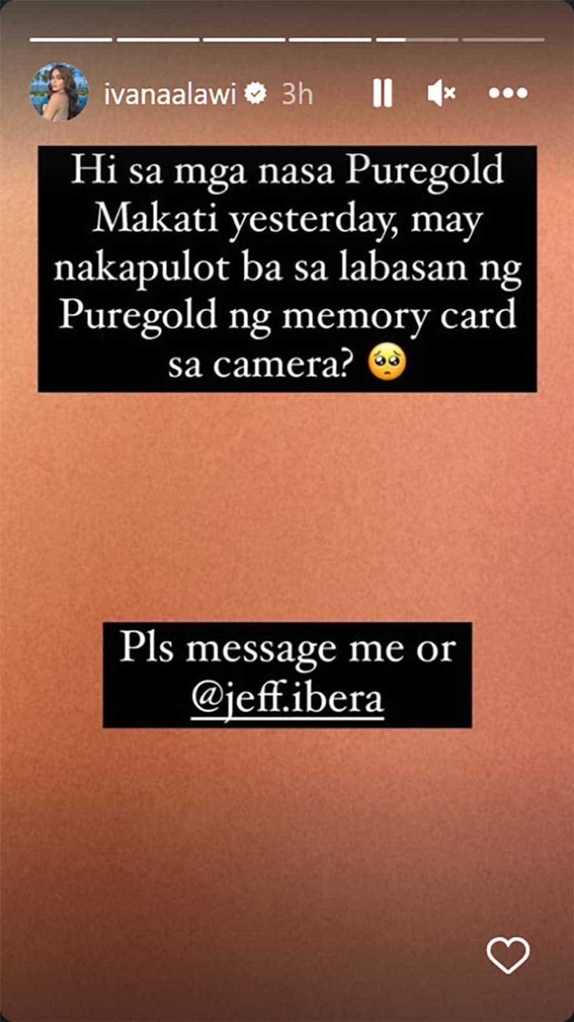 Ivana Alawi, nanawagan sa mga followers: “may nakapulot ba sa labasan ng Puregold ng memory card sa camera?” Ivana Alawi, nanawagan sa mga followers: “may nakapulot ba sa labasan ng Puregold ng memory card sa camera?”